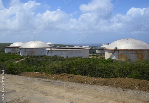 Oil storage tanks at the crude oil storage facility at Bullenbaai near Willemstad Curacao