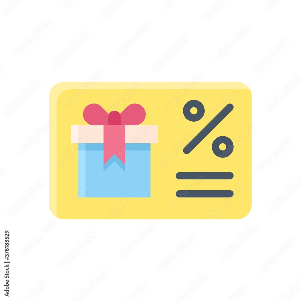 gift box related gift on discount card with ribbon and bow vector in flat style,