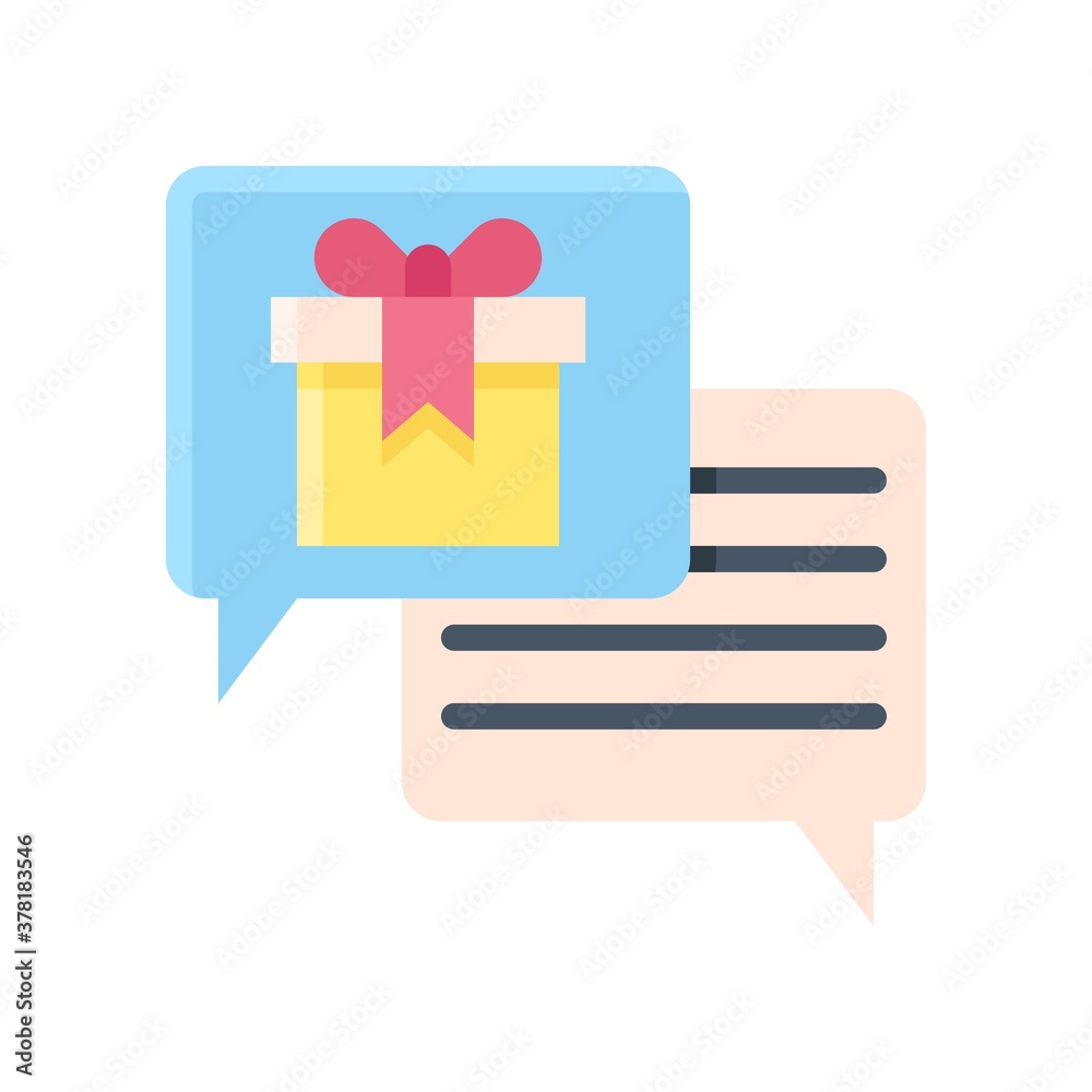 gift box related gift box on message popup vector in flat style, gift box related gift box on message popup vector in flat style,