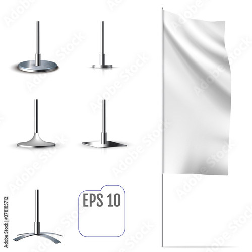 White banner flag. Realistic mockup of banner flag.