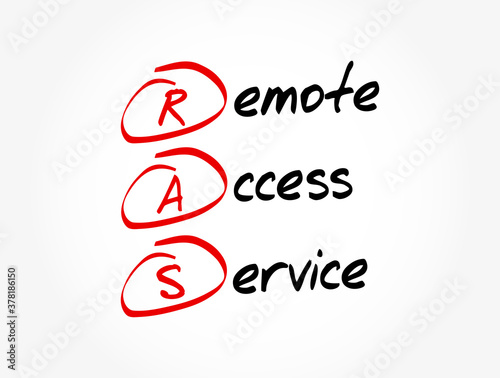 RAS - Remote Access Service acronym, technology concept background