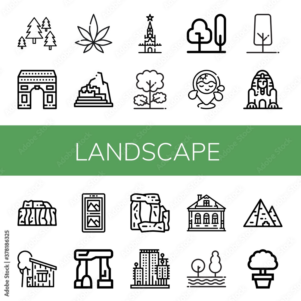 landscape simple icons set