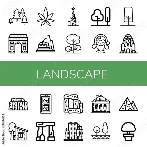 landscape simple icons set