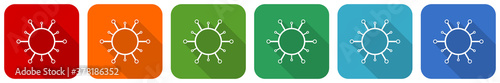 Virus, coronavirus, covid-19, infection icon set, flat design vector illustration in 6 colors options for webdesign and mobile applications