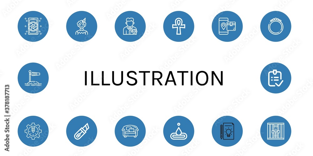 illustration simple icons set