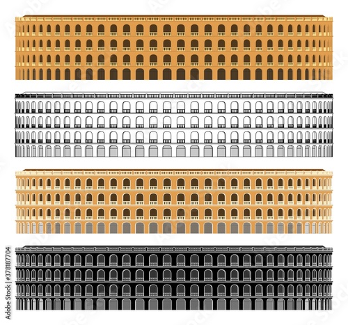 Valencia Bullfighting Arena in front view.