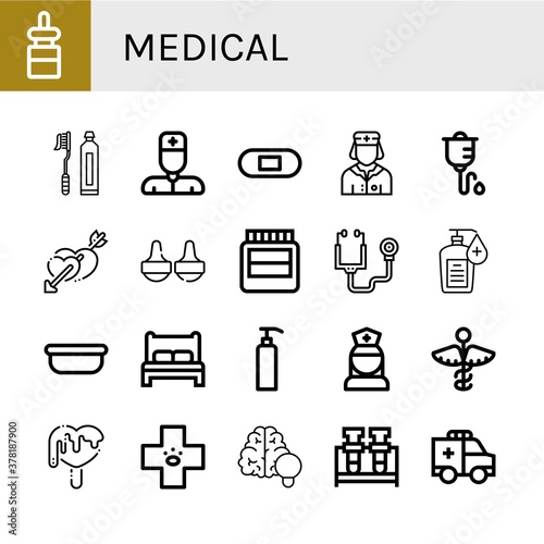 medical simple icons set