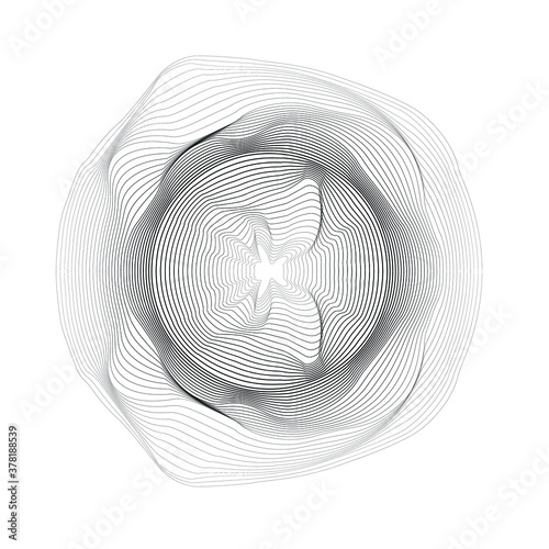 Flow Lines in Circle Form .  Vector Illustration .Technology round. Music sound equalizer Logo . Design element . Abstract Geometric shape . 