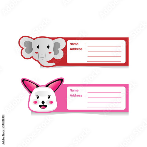 Cute animal cartoon address label design template
