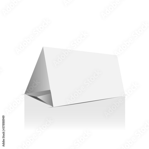 Blank horizontal table tent paper triangle card mockup design