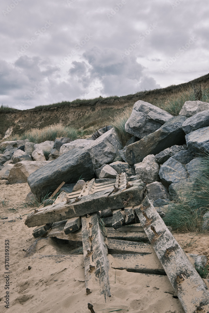 Coastal erosion at Happisburgh on the North Norfolk coast Coastal erosion at Happisburgh on the North Norfolk coast