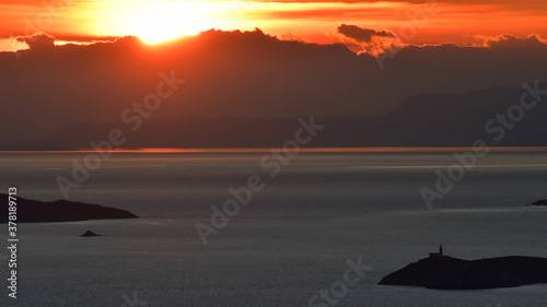 Beautiful sunset sky over western Skopelos  Sporades islands  Greece