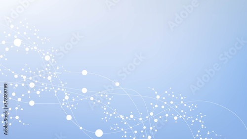 Structure molecule and communication. Dna, atom, neurons. Scientific concept for your design. Connected lines with dots. Medical, technology, chemistry, science background. Vector illustration.