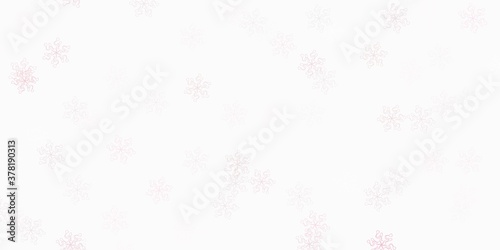 Light red vector doodle template with flowers. © Guskova
