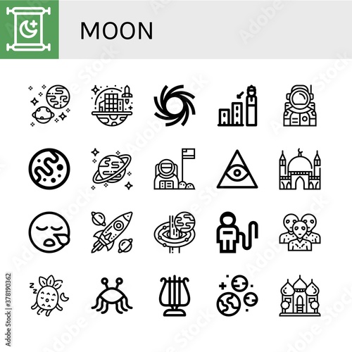 moon simple icons set