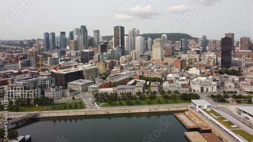Aerial view of Montreal Canada downtown building 