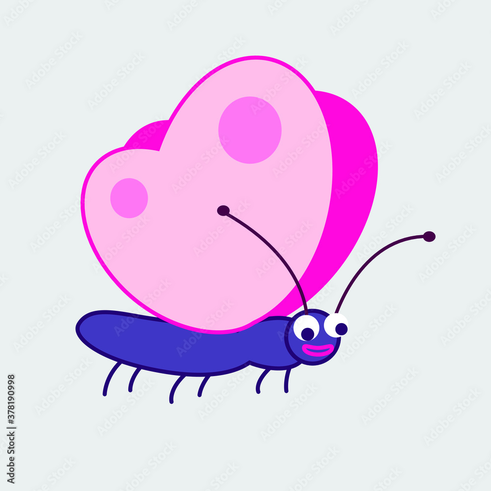 Cartoon character butterfly. Simple and funny.