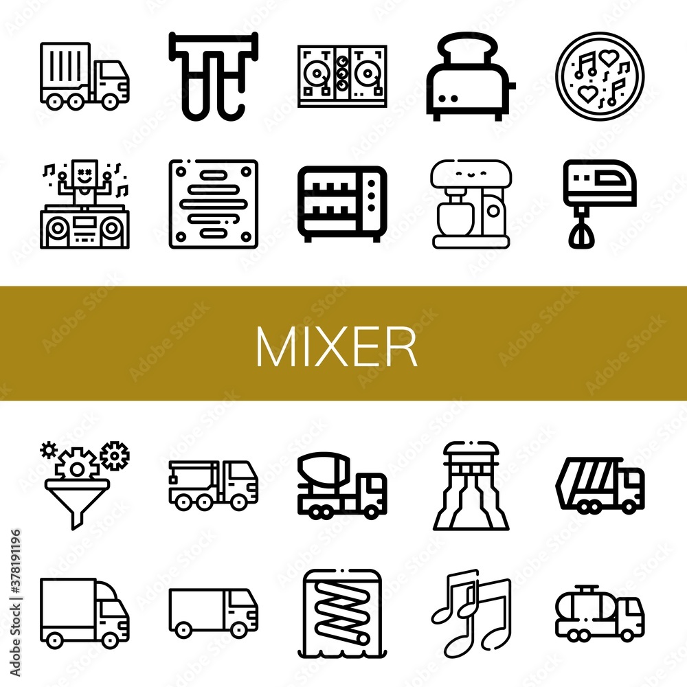 mixer simple icons set