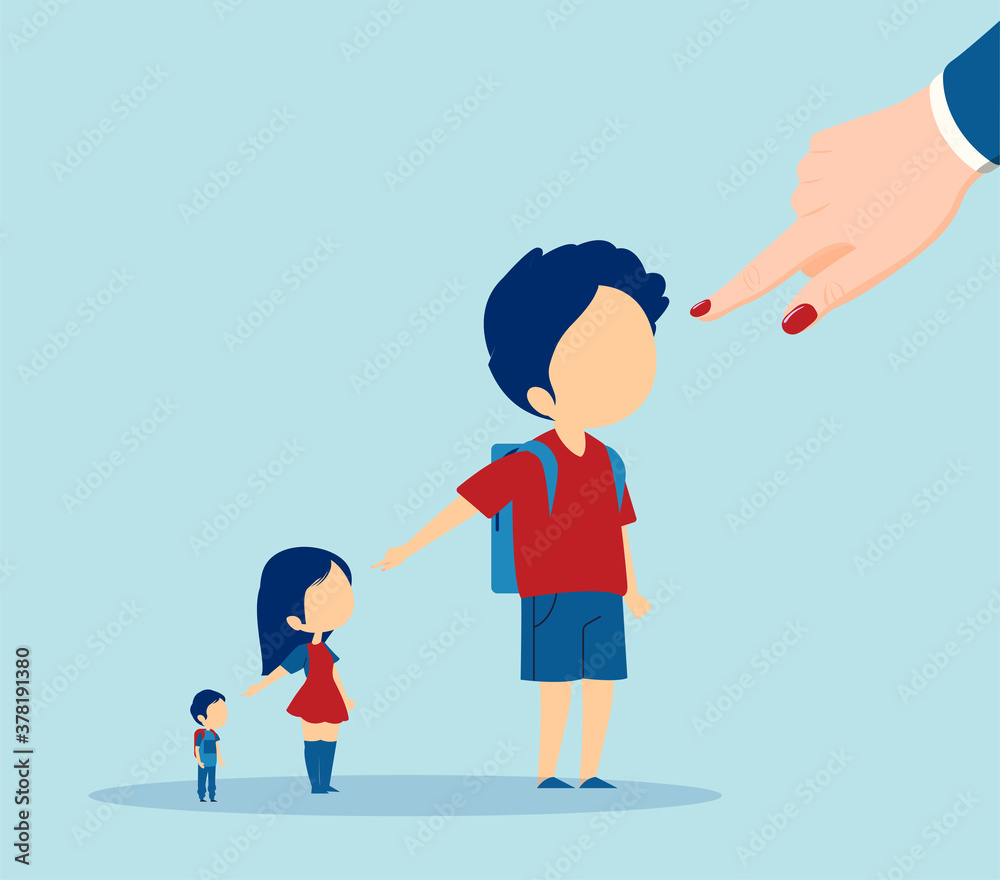 Vector of children blaming one another Vector of children blaming one another