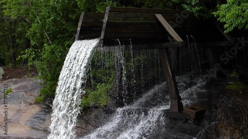 Crooked Slide Park, Combermere Ontario - 180fps Slow Motion - Waterfall from Old Logging Log Chute photo