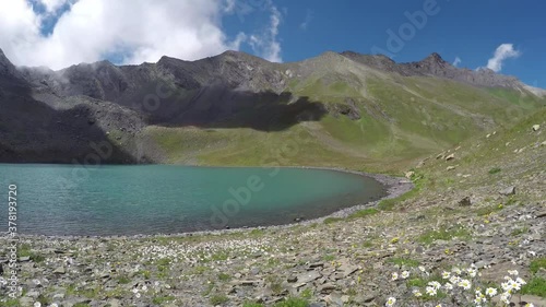 Caucasus, Ossetia. Zrug gorge. Big Lake Zrugskoe, time-lapse. photo