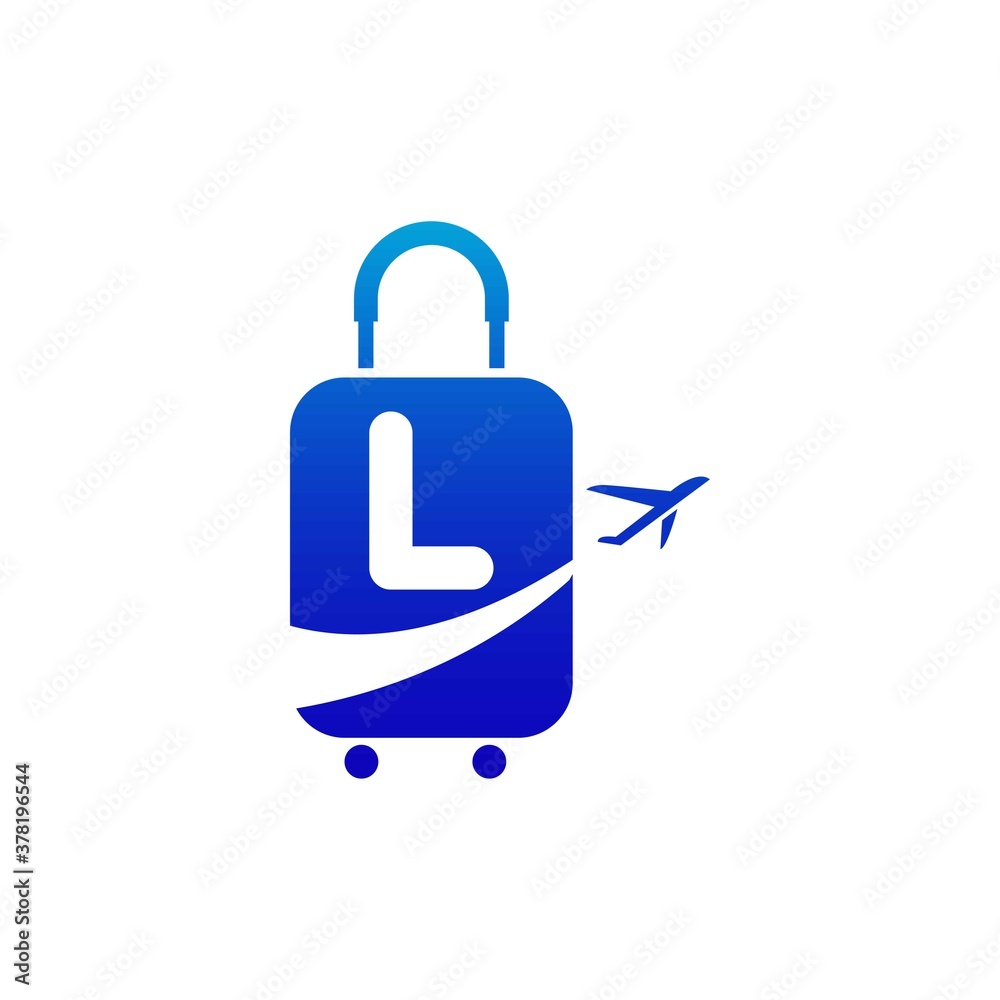 Letter l Air Travel Logo Design Template.Travel time.Vector illustration.Flight plane. Vector illustration.