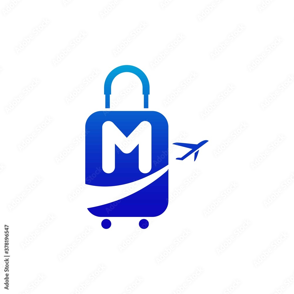 Letter m Air Travel Logo Design Template.Travel time.Vector illustration.Flight plane. Vector illustration.