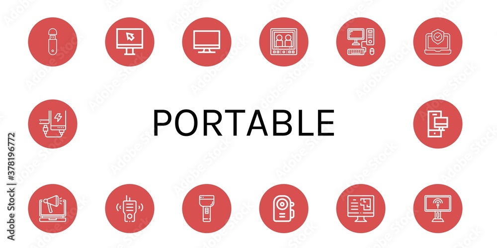 portable simple icons set portable simple icons set