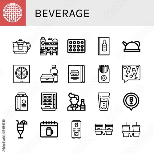 beverage simple icons set