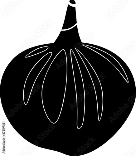 Black silhouette of fig isolated on white background