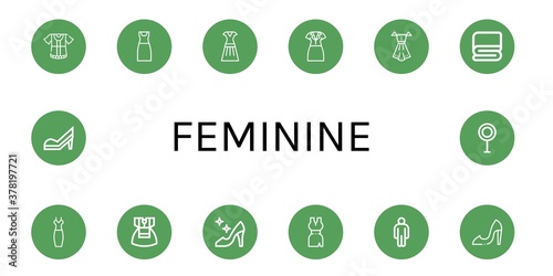 feminine simple icons set