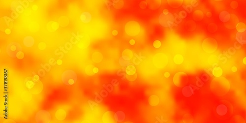 Light Orange vector pattern with spheres. Illustration with set of shining colorful abstract spheres. Pattern for business ads.