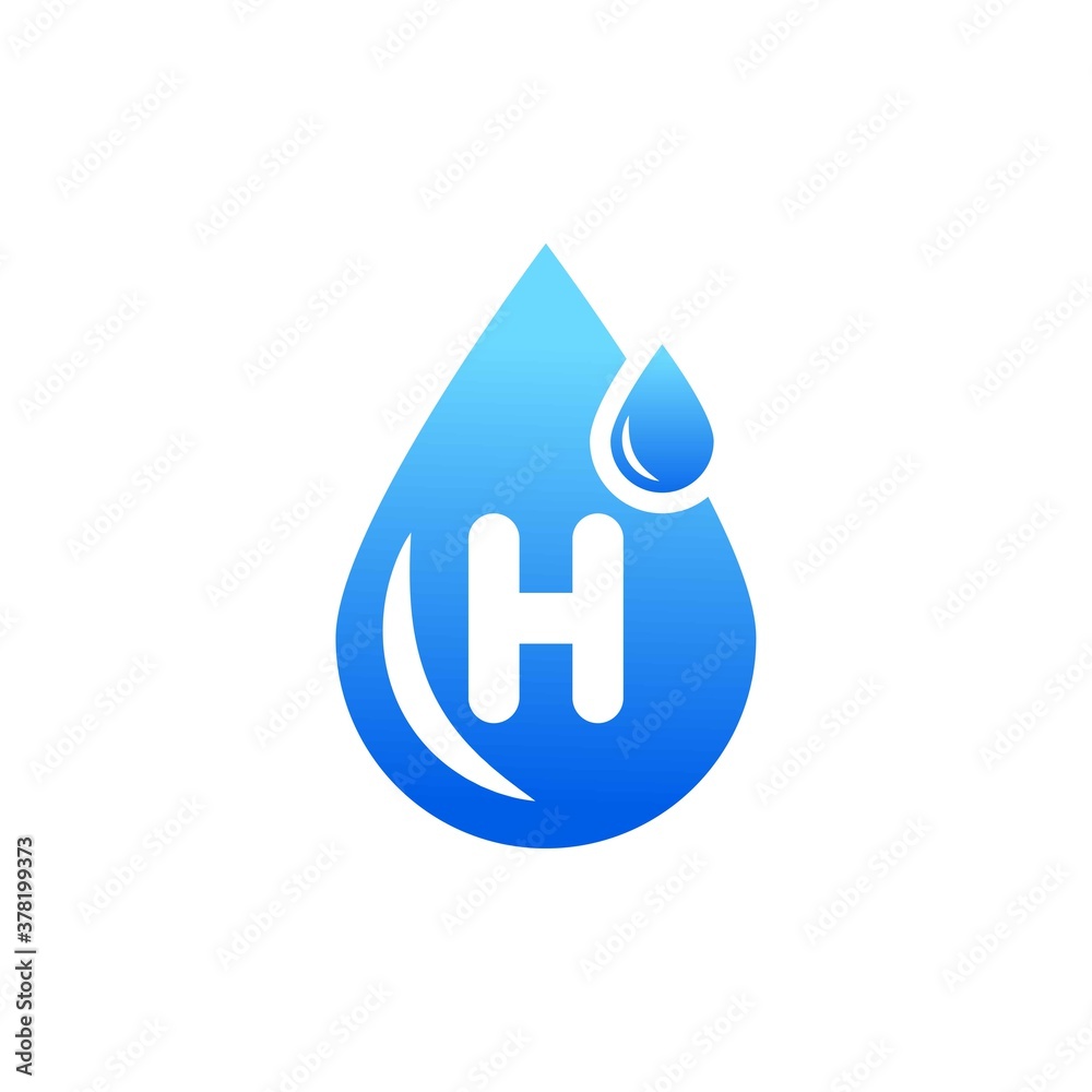 Water drop logo with h letter. .Blue water drop logo Water drop logo with h letter. .Blue water drop logo