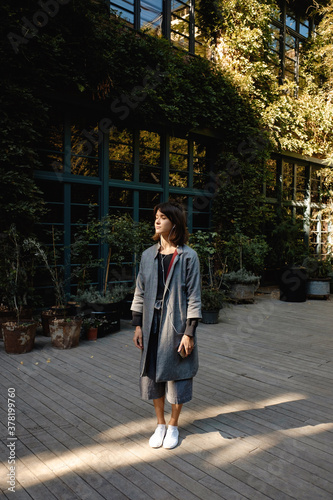 Young woman in urban park area