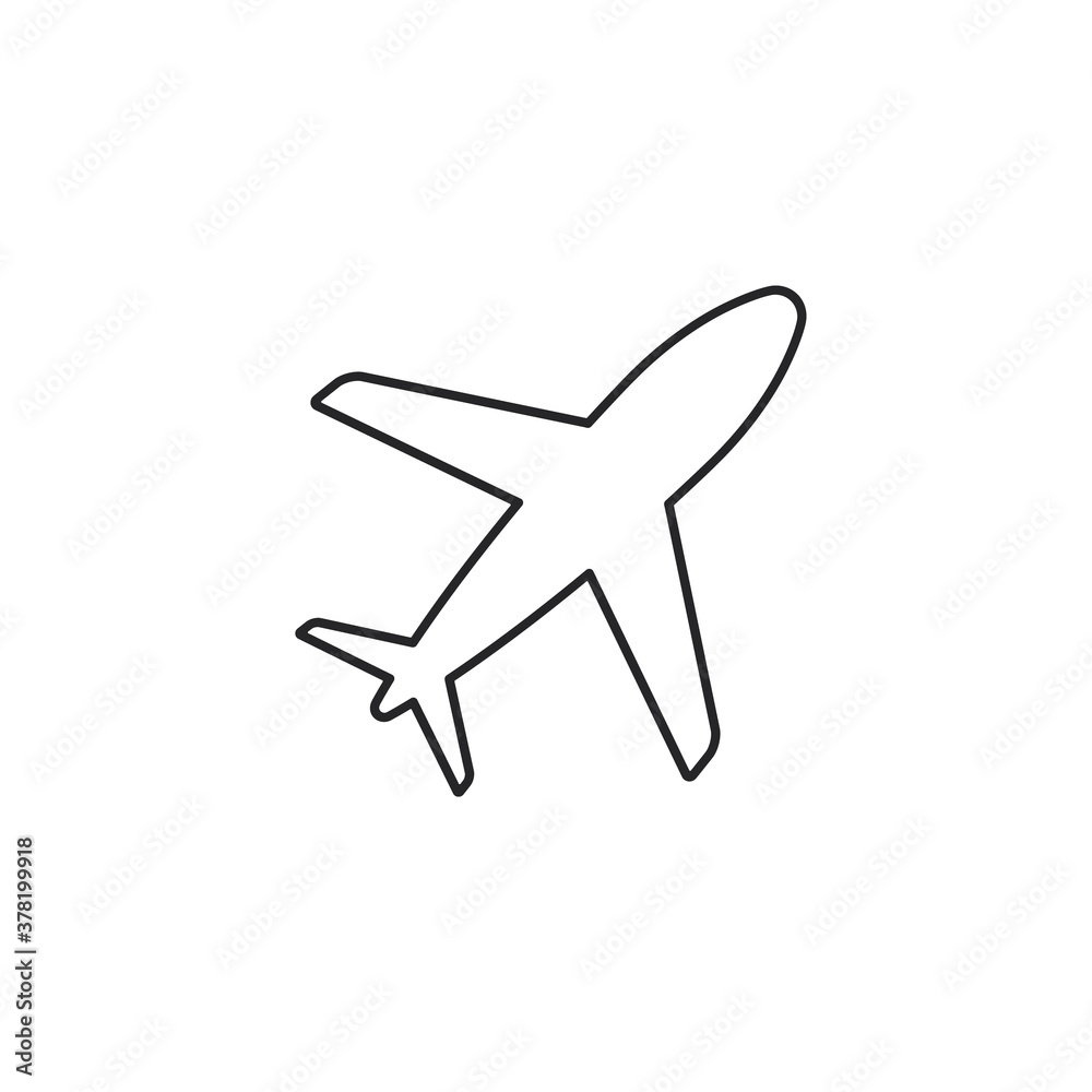 Plane line icon, Vector isolated linear flat design illustration. Airplane silhouette Plane line icon, Vector isolated linear flat design illustration. Airplane silhouette