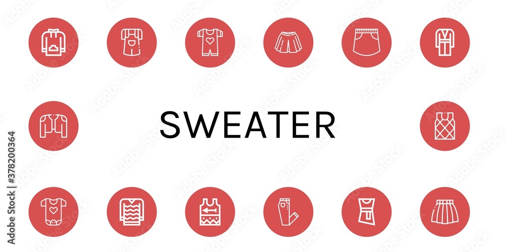 sweater simple icons set sweater simple icons set
