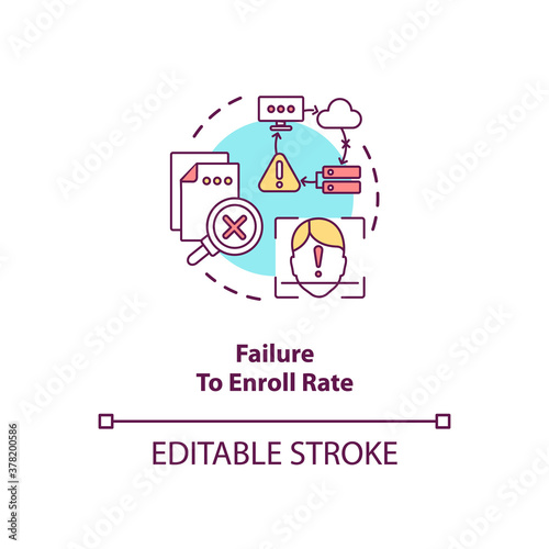 Failure to enroll rate concept icon. Invalid input data into database. Biometric system troubles ideas idea thin line illustration. Vector isolated outline RGB color drawing. Editable stroke