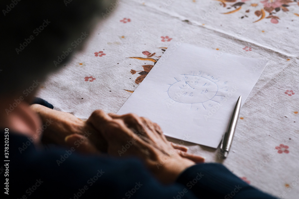 Alzheimer's and dementia clock drawing test Stock Photo Adobe Stock