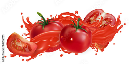 Fresh tomatoes and a splash of vegetable juice.