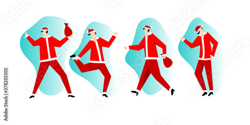 Santa Claus in red costume happy dancing vector