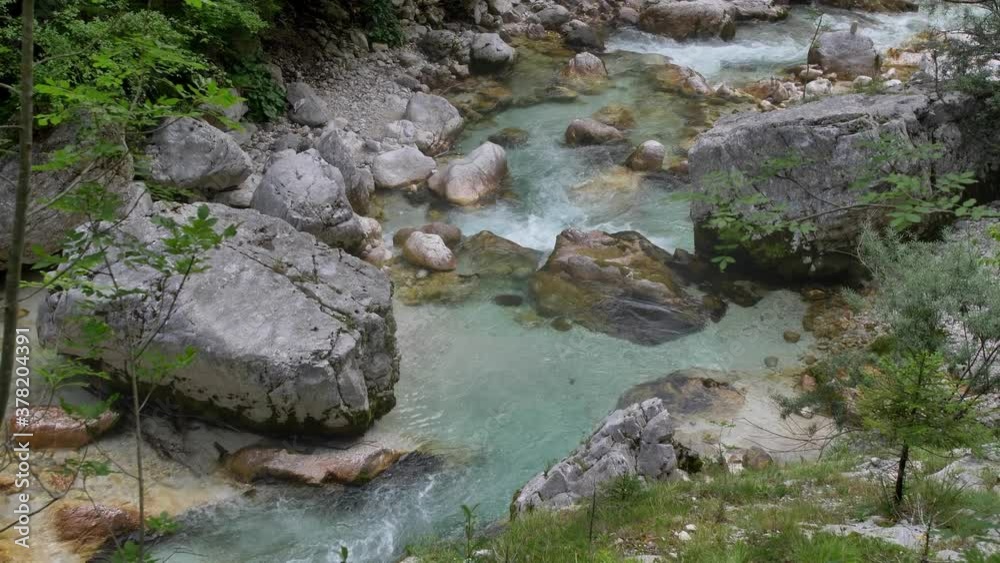 White water river Soca in slovenian Alps White water river Soca in slovenian Alps