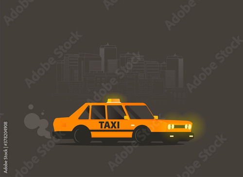 Taxi graphic design in flat style