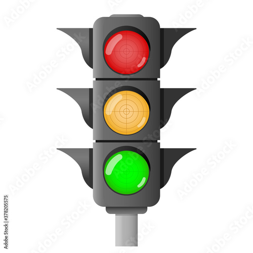 Traffic lights. A device that changes color to red, yellow and green, to regulate the movement of vehicles on the road.