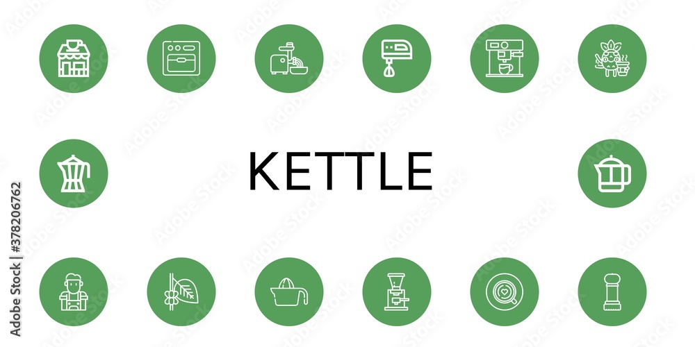 Set of kettle icons Set of kettle icons
