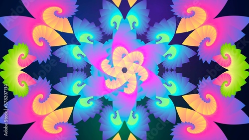 Abstract background with symmetrical colorful pattern, psychedelic ornament