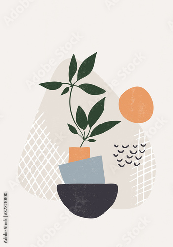 Botanical leaves print boho minimalist wall art
