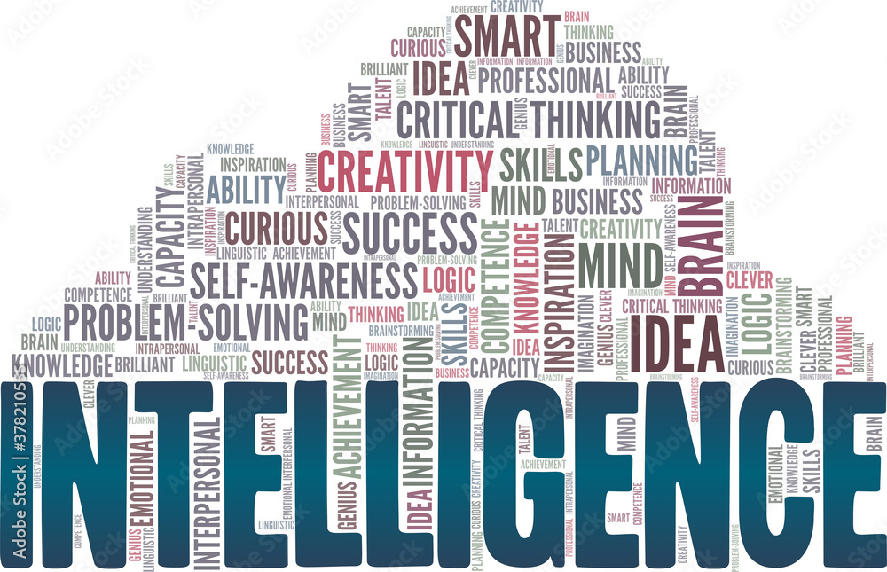 Obraz premium Intelligence vector illustration word cloud isolated on a white background.