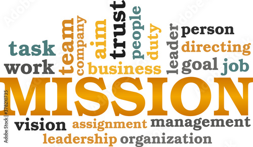 Mission vector illustration word cloud isolated on a white background.