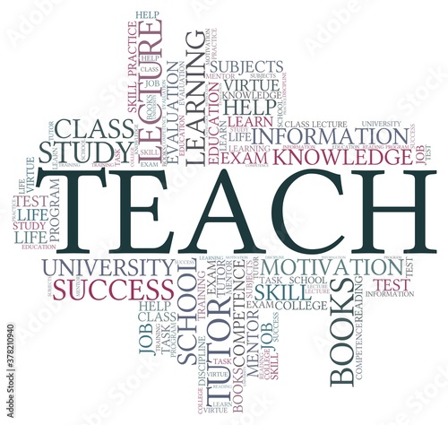 Teach vector illustration word cloud isolated on a white background.
