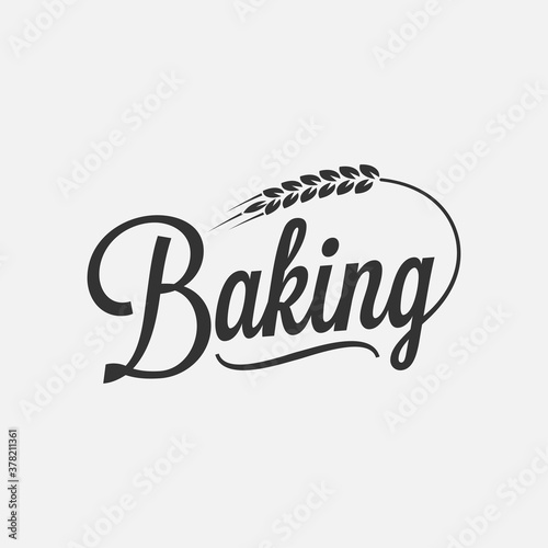 Baking lettering logo with wheat on background